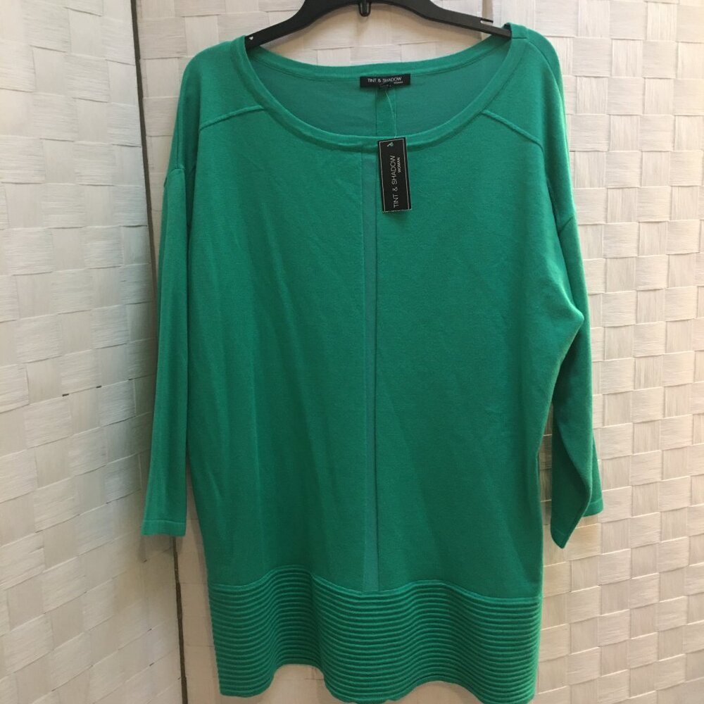 Nwt Tint & Shadow green tunic 3/4 sleeve sweater 1X